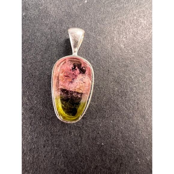 NEW Watermelon tourmaline sterling silver pendant 1.12 grams - Picture 1 of 10